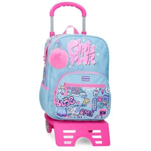 MOCHILA ESCOLAR MOVOM POWER GIRL 38 CM CON CARRO