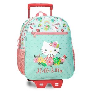 MOCHILA INFANITL HELLO KITTY FLORAL KITTY 33CM CON CARRO