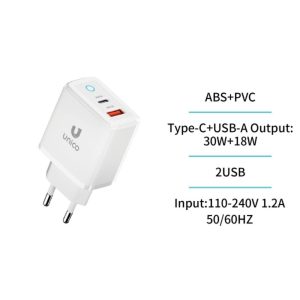 CARGADOR DUAL USB Y TIPO-C 45W CARGA RAPIDA UNICO