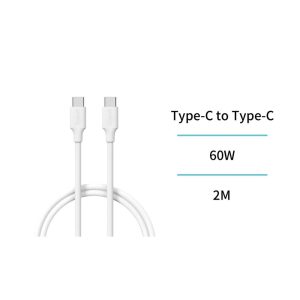 CABLE TIPO-C A TIPO-C 60W 2M CARGA RAPIDA BLANCO UNICO