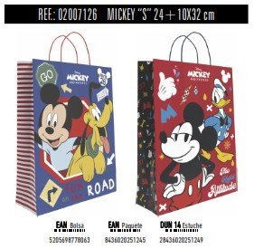 BOLSA REGALO PAPEL MICKEY DISNEY ASA RETORCIDA SURTIDAS