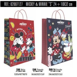 BOLSA REGALO PAPEL MICKEY MINNIE DISNEY ASA RETORCIDAS SURT