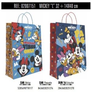 BOLSA REGALO PAPEL MICKEY DISNEY 14X32X40 ASA RETORCIDA SUR