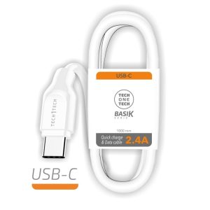 CABLE NYLON USB-A A USB-C, 1M 2A BLANCO