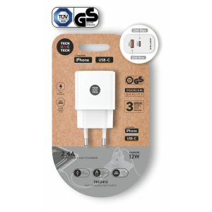 CARGADOR 12W SALIDA USB-C+USB-A BLANCO