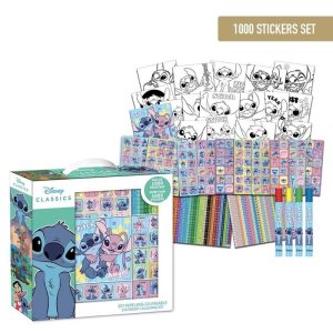 SET MEGA PACK STICKERS + SET DE COLOREAR 1000 PZS STITCH