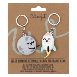 SET DE 2 LLAVEROS - PLANETA Y COHETE