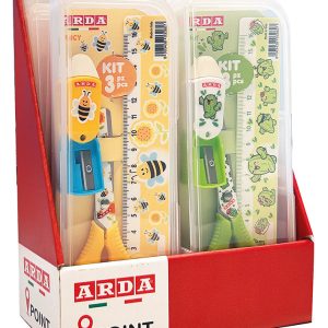 SET 3 PIEZAS TIJERA 16CM + REGLA + AFILALAPIZ TRIPLE SURTIDO