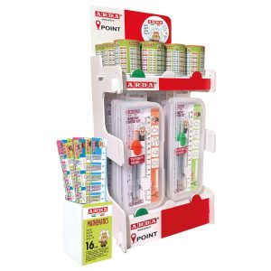 EXPOSITOR GEOMETRIA 12 AFILALAPIZ+24 REGLAS 16CM+ 12 TIJERA