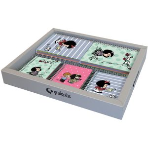 EXPOSITOR 12 CUADERNOS MAFALDA 26 TAMA?O SURTIDO A6 + A7